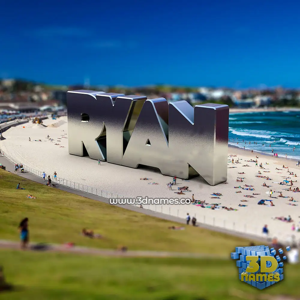 ryan in Bondi Beach style - 3D name wallpaper