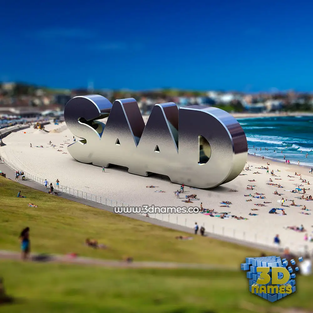 saad in Bondi Beach style - 3D name wallpaper