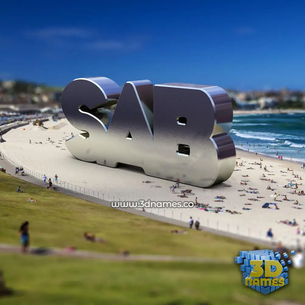 sab in Bondi Beach style - 3D name wallpaper