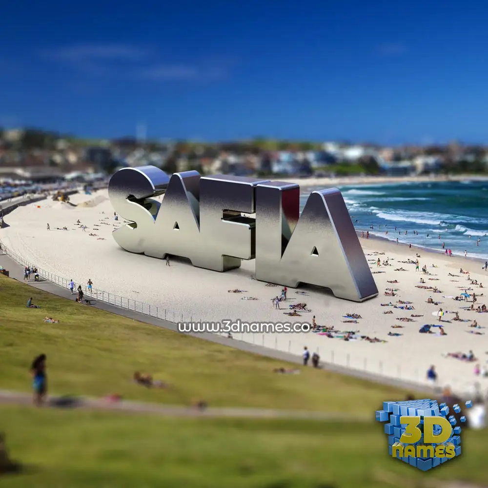safia in Bondi Beach style - 3D name wallpaper