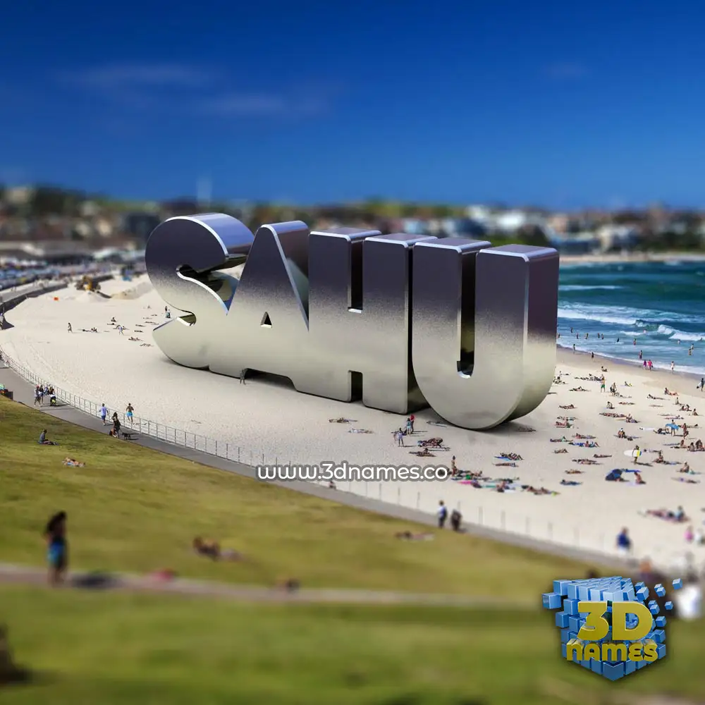 sahu in Bondi Beach style - 3D name wallpaper