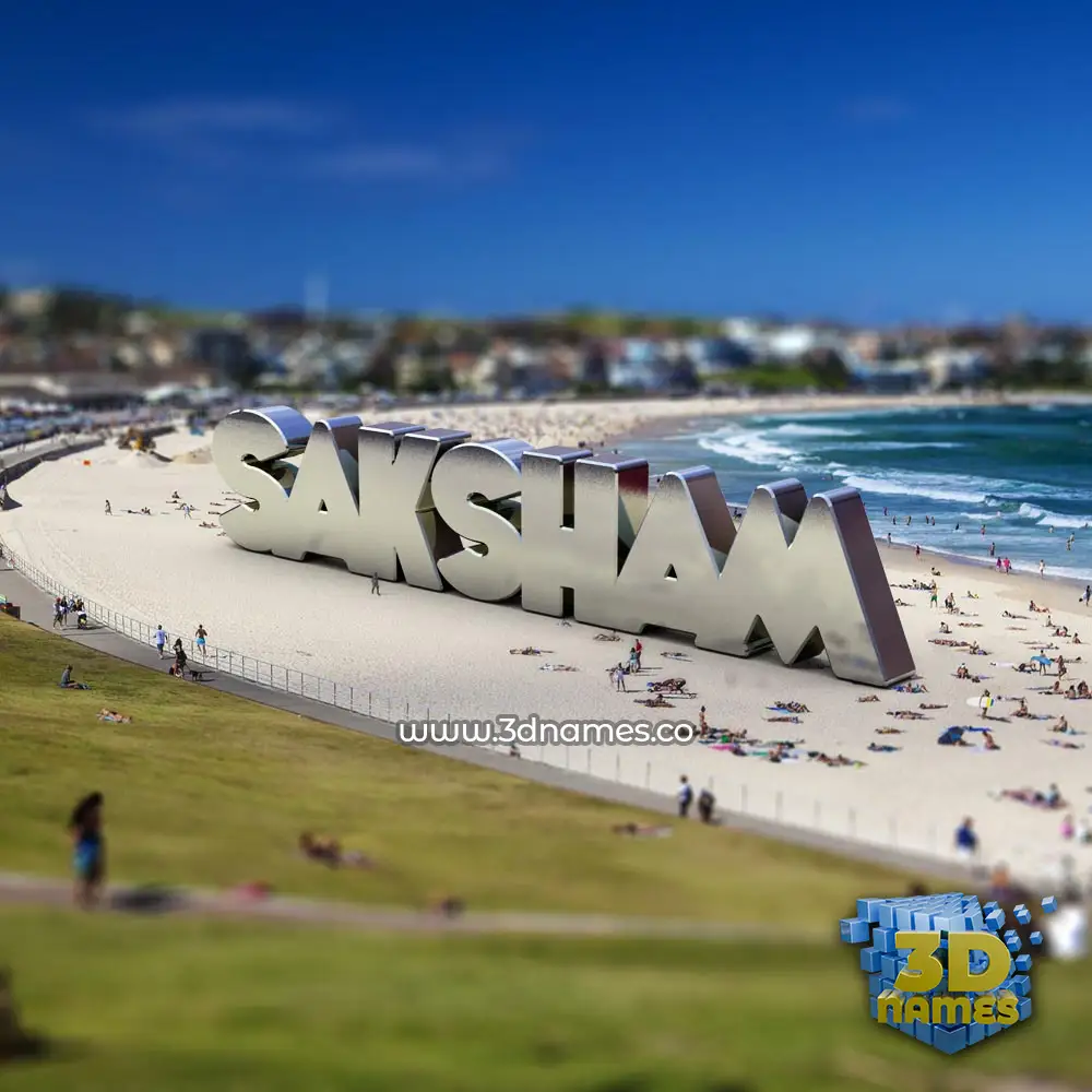 saksham in Bondi Beach style - 3D name wallpaper