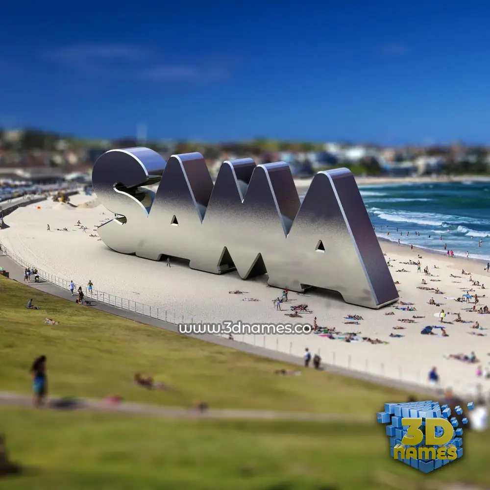 sama in Bondi Beach style - 3D name wallpaper
