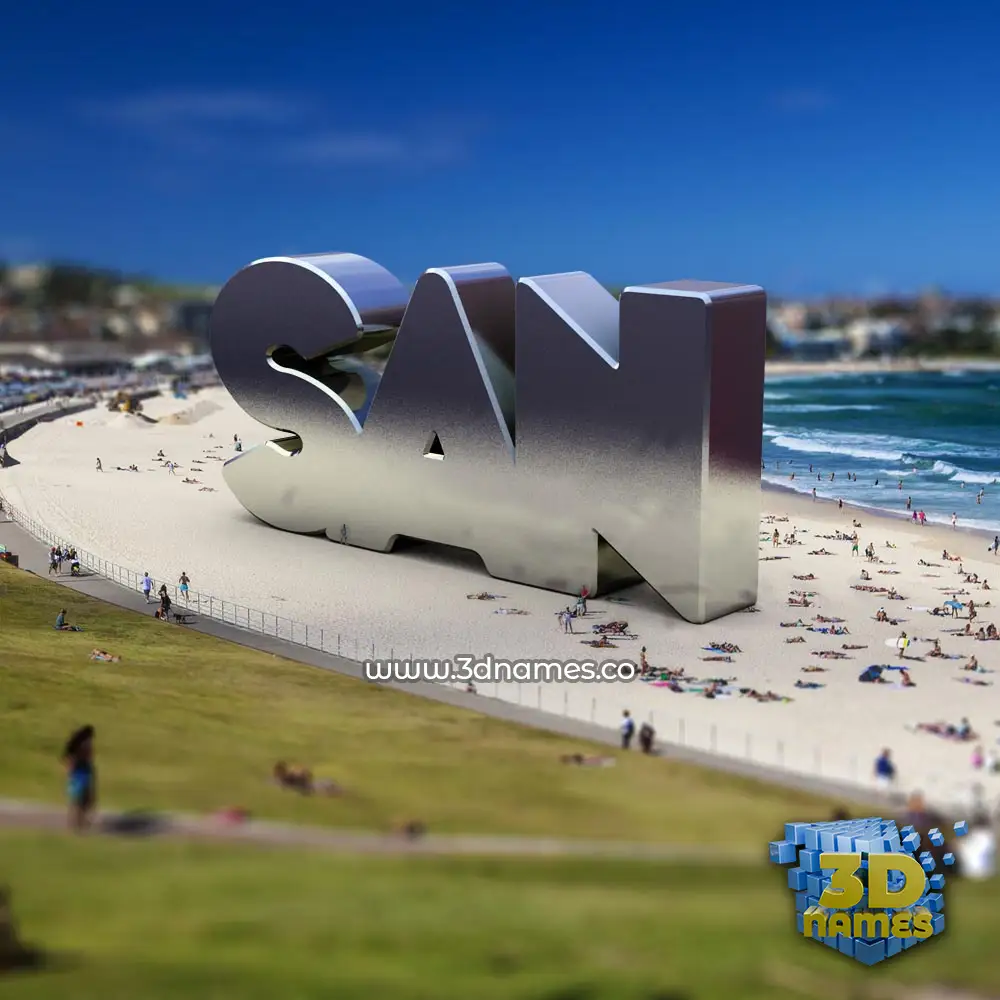 san in Bondi Beach style - 3D name wallpaper