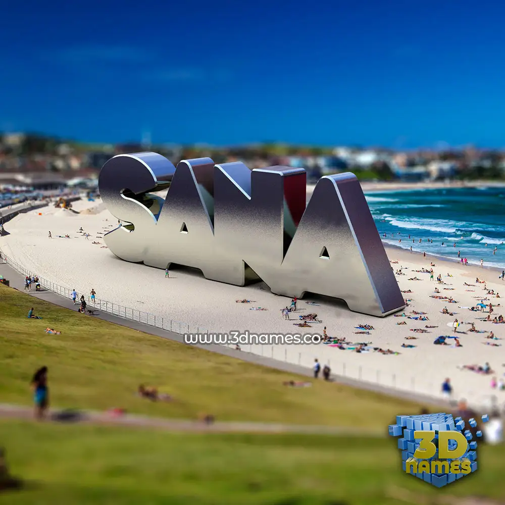 sana in Bondi Beach style - 3D name wallpaper