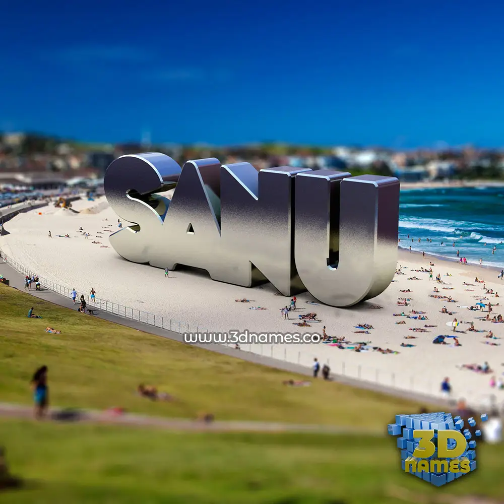 sanu in Bondi Beach style - 3D name wallpaper