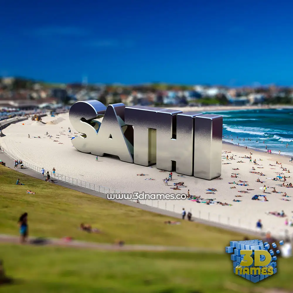 sathi in Bondi Beach style - 3D name wallpaper