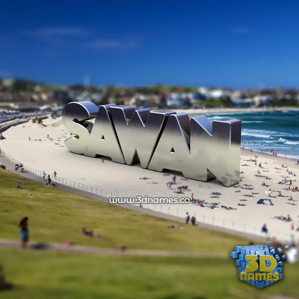 sawan in Bondi Beach style - 3D name wallpaper