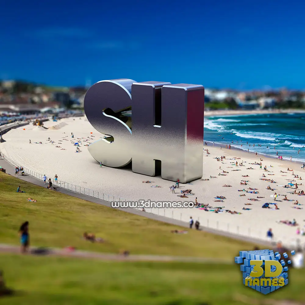 sh in Bondi Beach style - 3D name wallpaper
