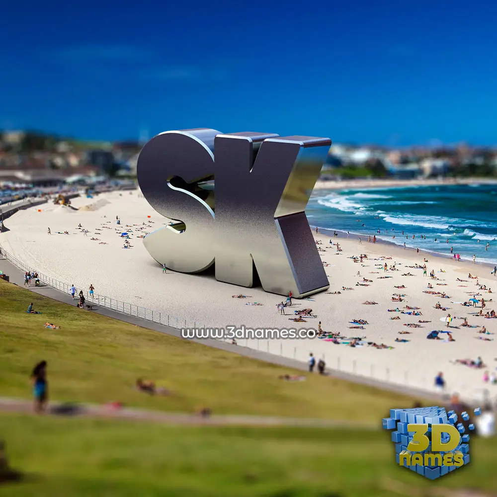sk in Bondi Beach style - 3D name wallpaper