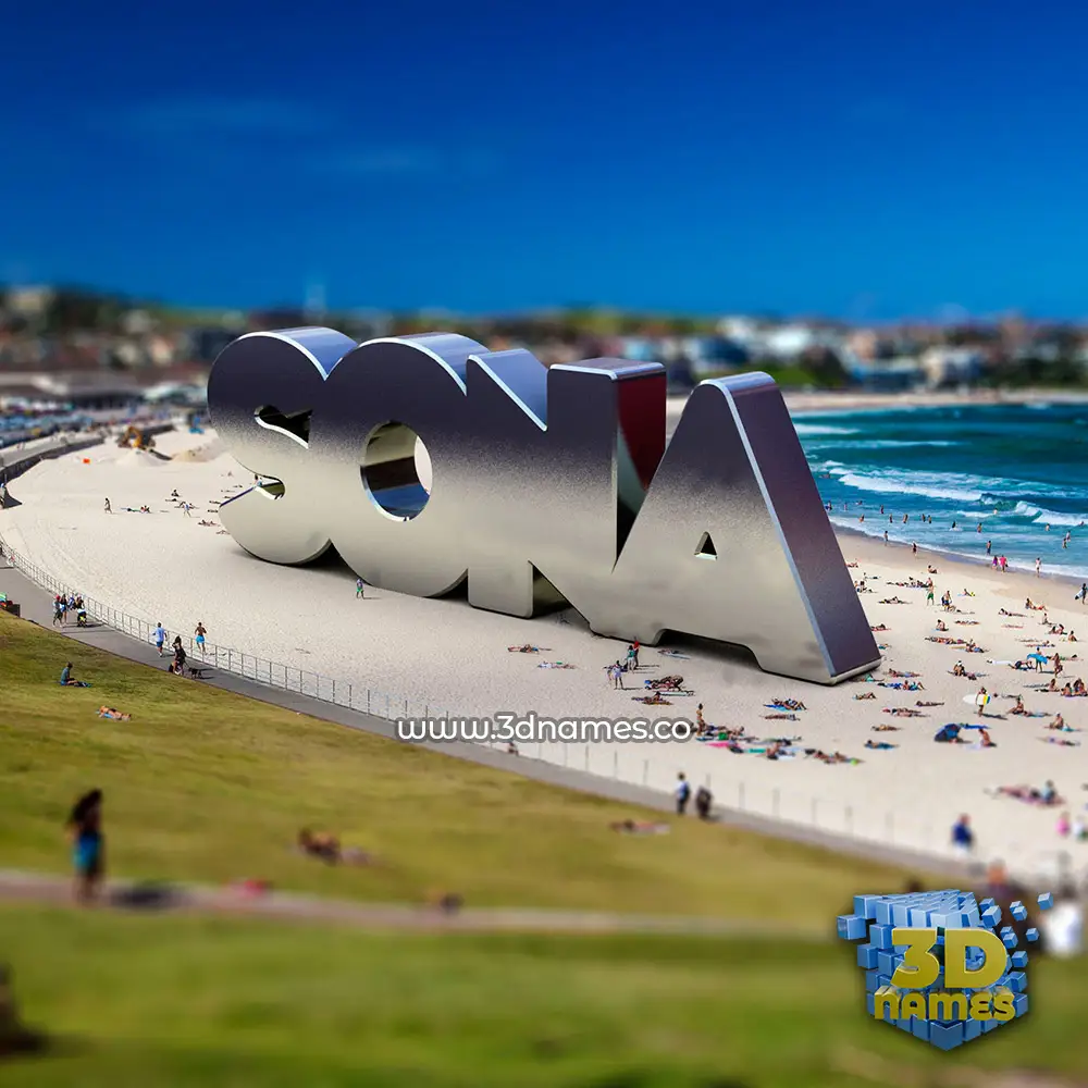 sona in Bondi Beach style - 3D name wallpaper