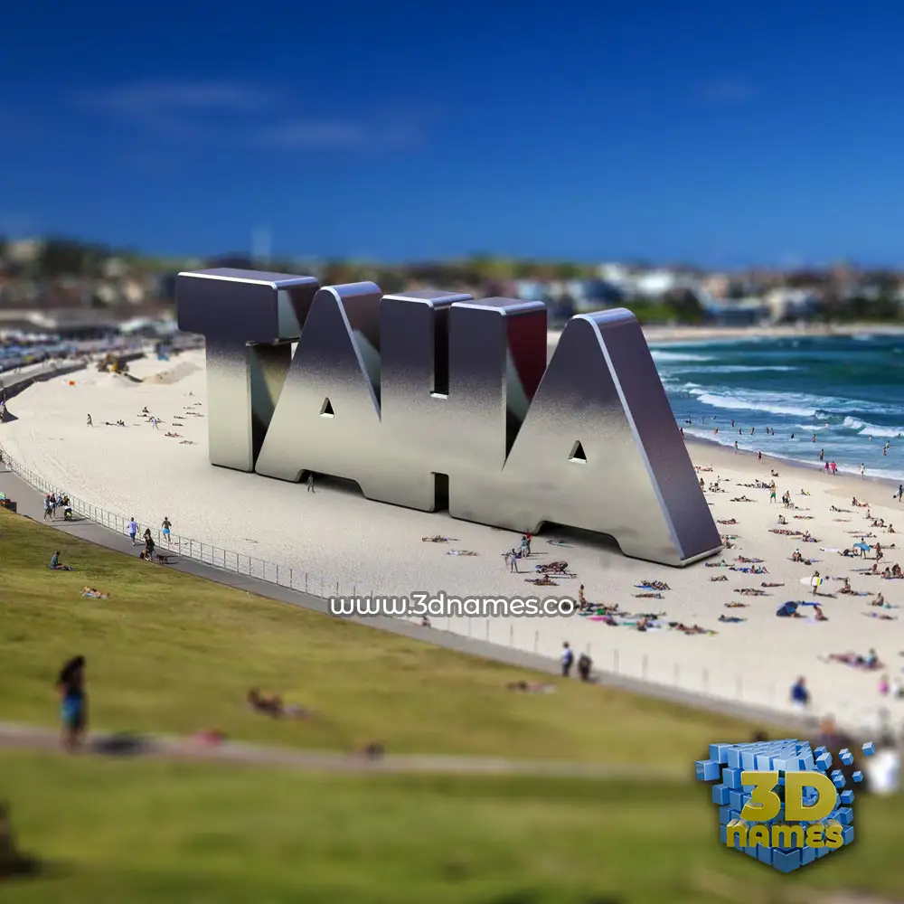 taha in Bondi Beach style - 3D name wallpaper