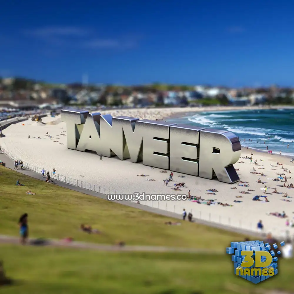 tanveer in Bondi Beach style - 3D name wallpaper