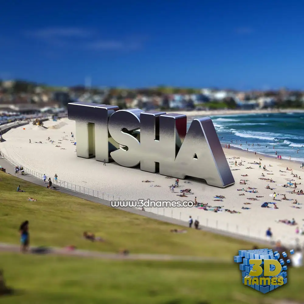 tisha in Bondi Beach style - 3D name wallpaper