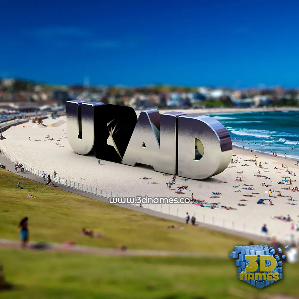 ubaid in Bondi Beach style - 3D name wallpaper