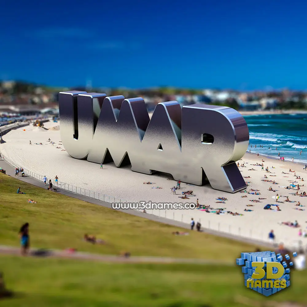 umar in Bondi Beach style - 3D name wallpaper