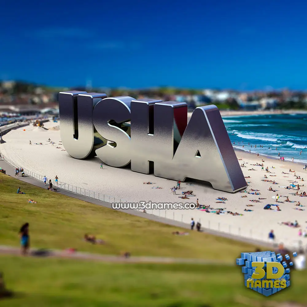 usha in Bondi Beach style - 3D name wallpaper