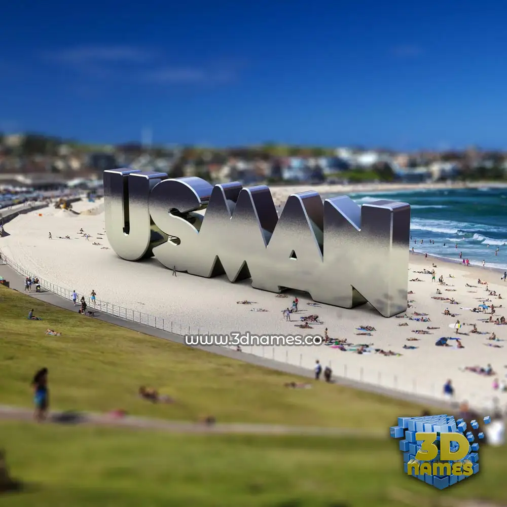 usman in Bondi Beach style - 3D name wallpaper
