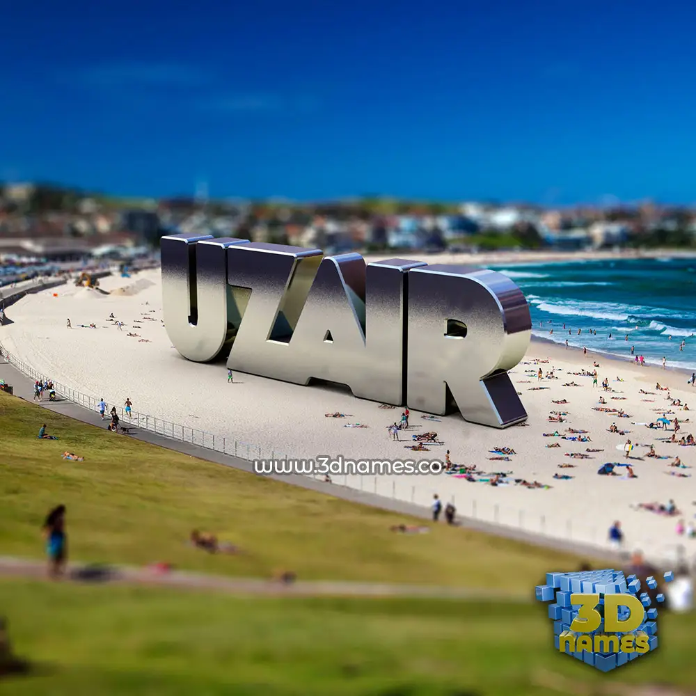 uzair in Bondi Beach style - 3D name wallpaper