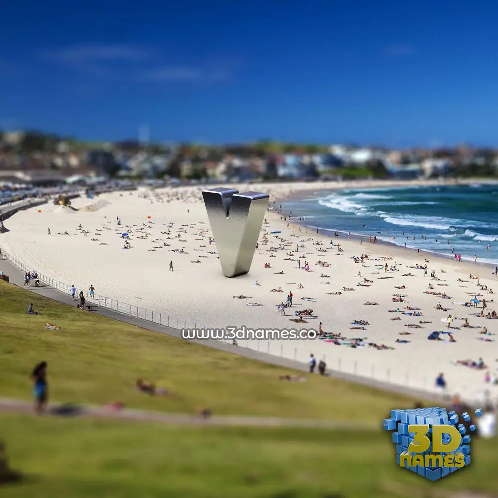 v in Bondi Beach style - 3D name wallpaper