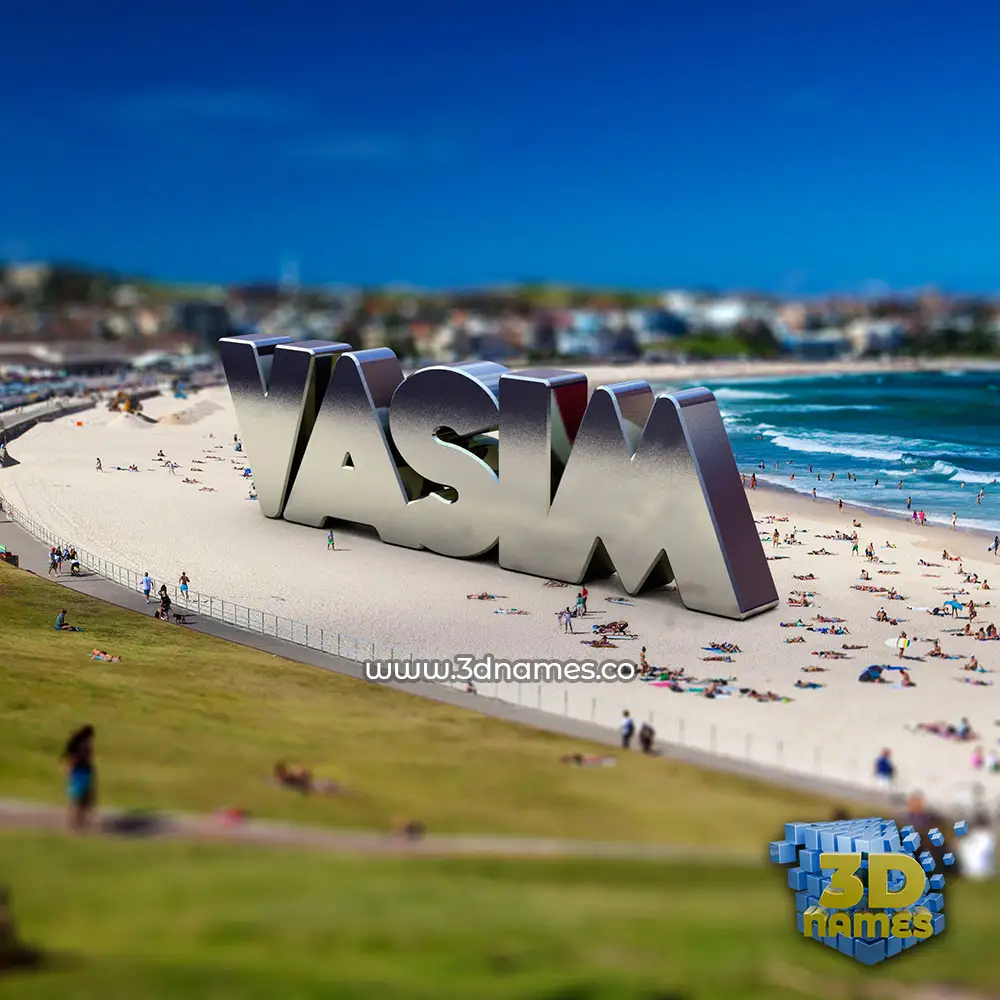 vasim in Bondi Beach style - 3D name wallpaper