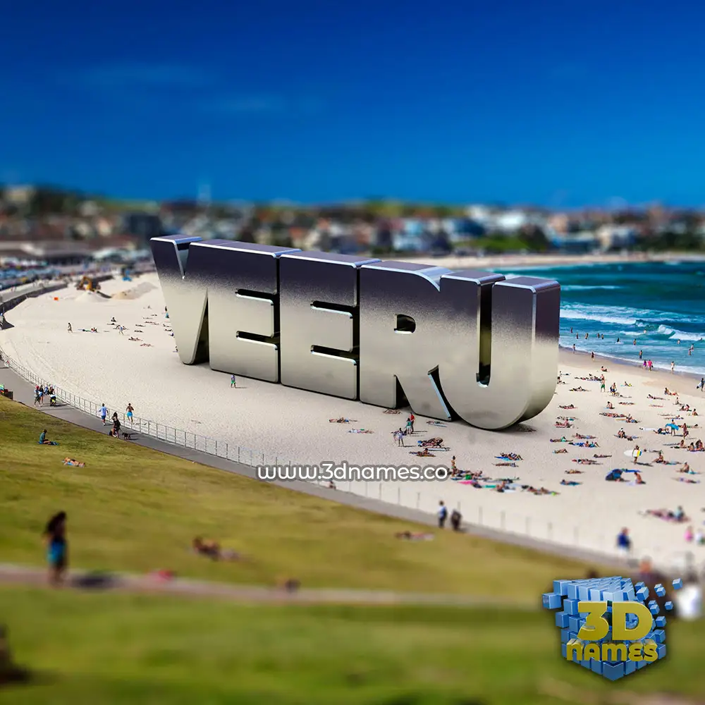 veeru in Bondi Beach style - 3D name wallpaper