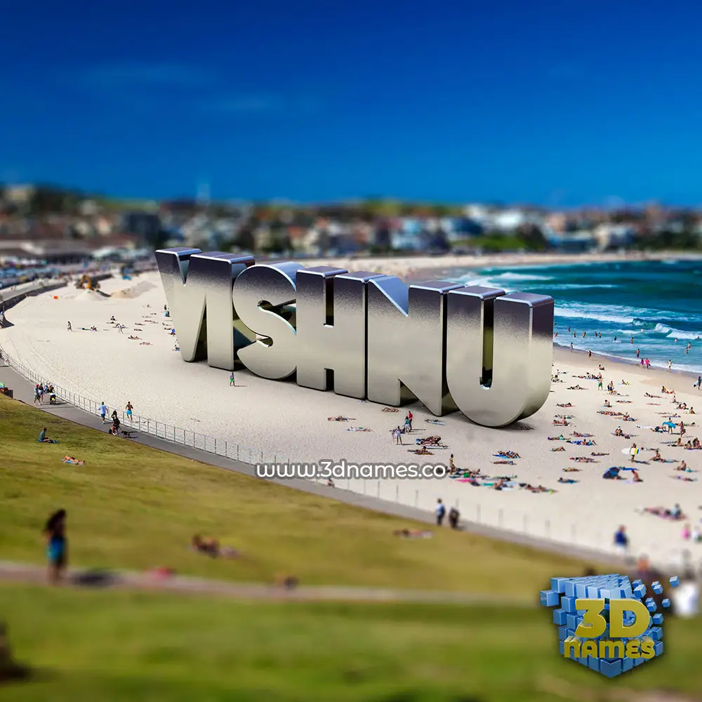 vishnu in Bondi Beach style - 3D name wallpaper