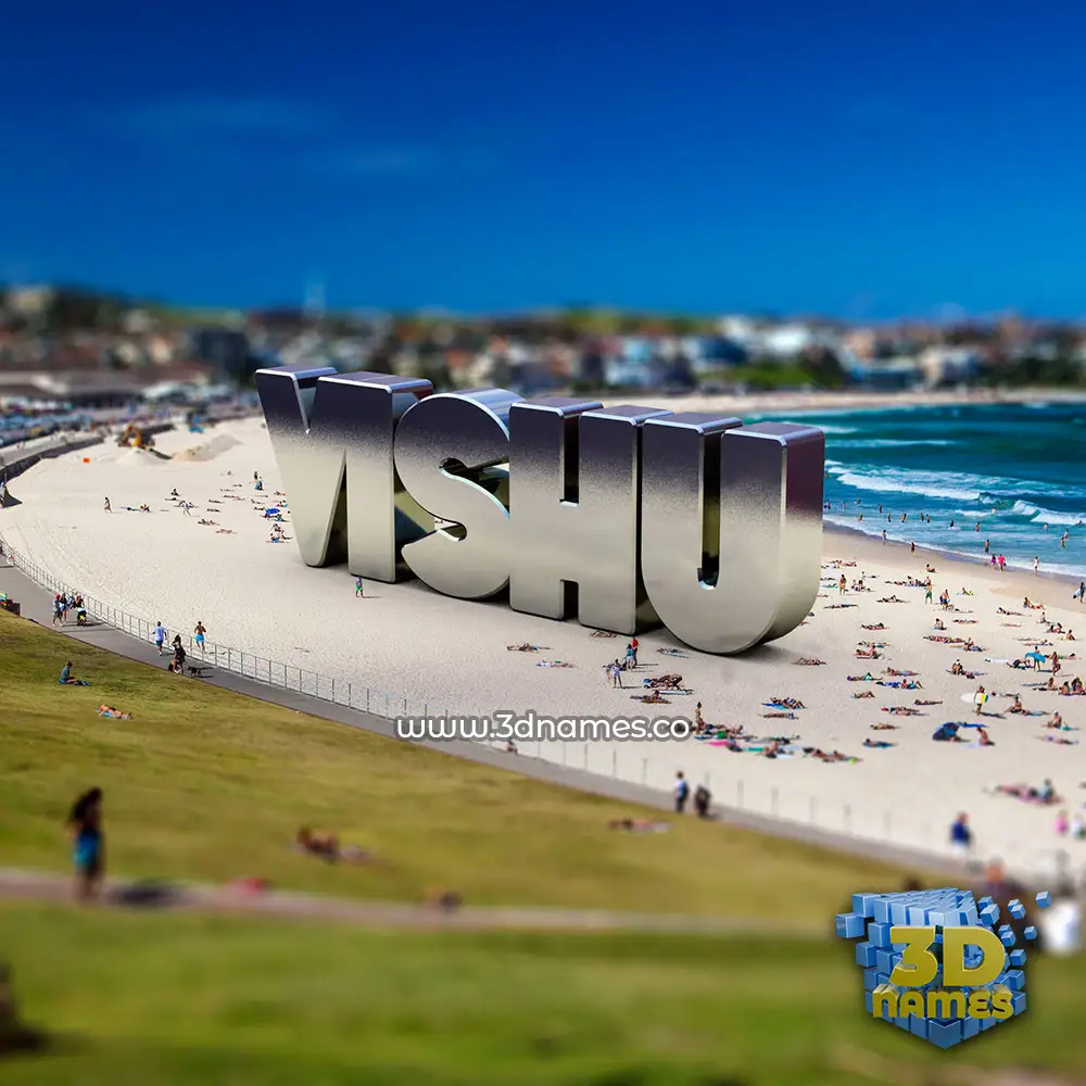 vishu in Bondi Beach style - 3D name wallpaper