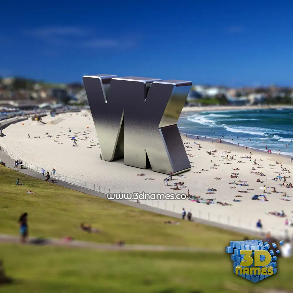 vk in Bondi Beach style - 3D name wallpaper