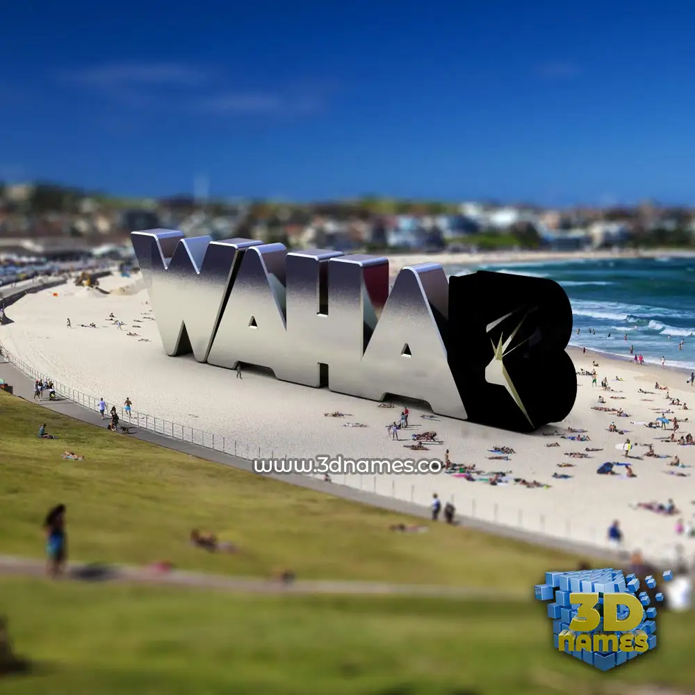 wahab in Bondi Beach style - 3D name wallpaper