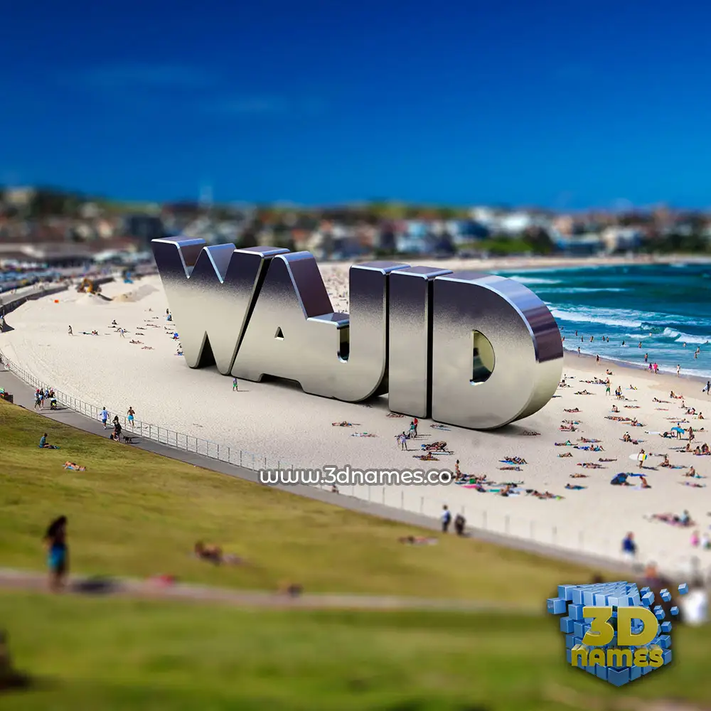 wajid in Bondi Beach style - 3D name wallpaper