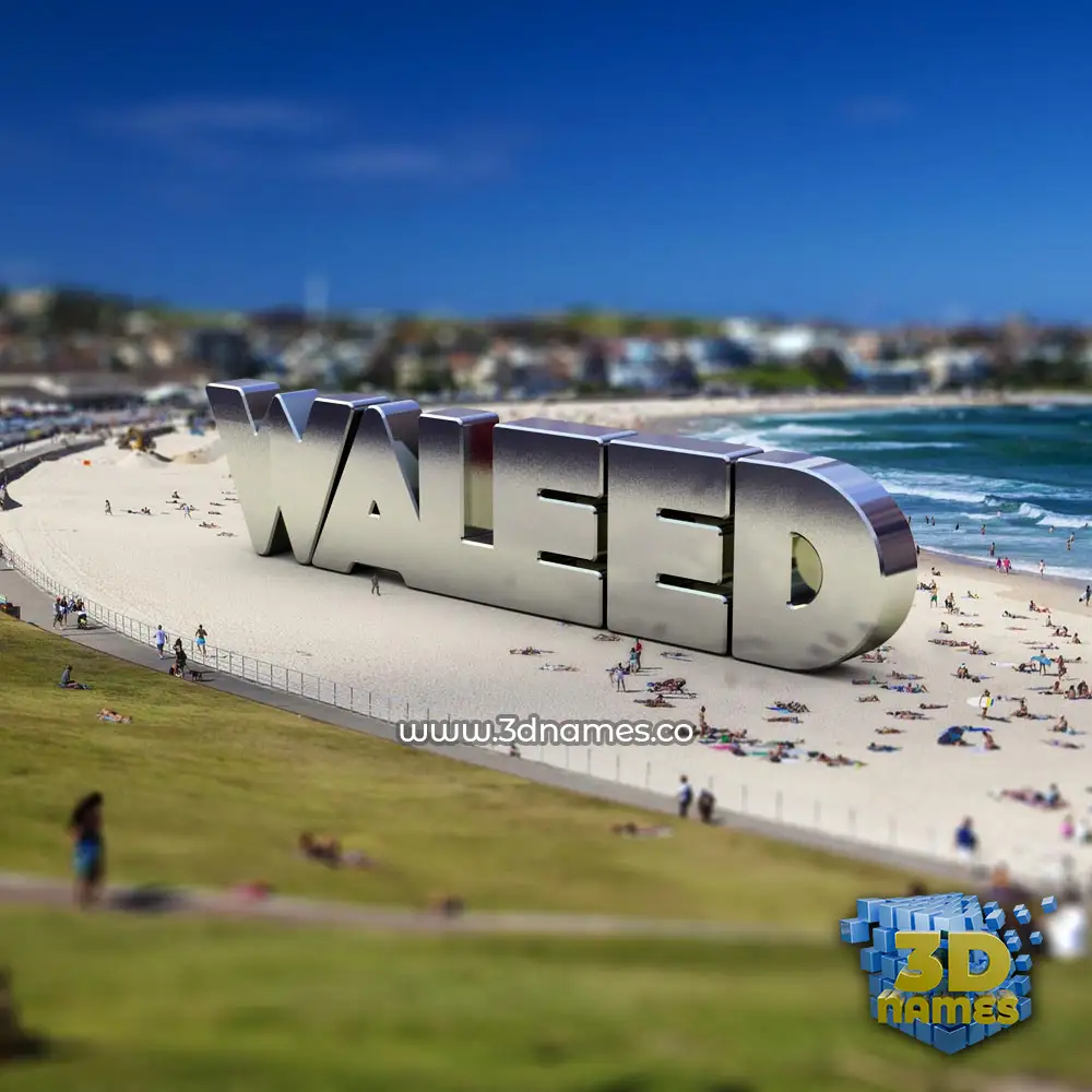 waleed in Bondi Beach style - 3D name wallpaper