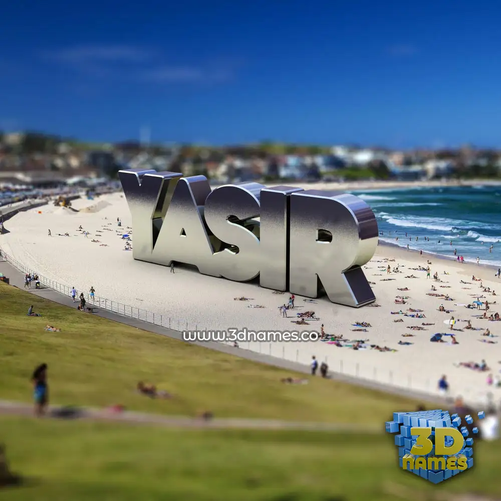 yasir in Bondi Beach style - 3D name wallpaper