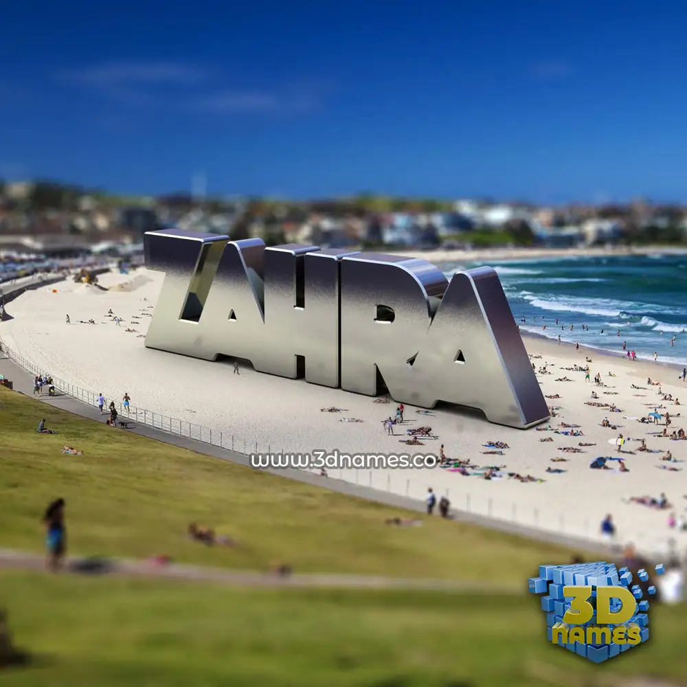 zahra in Bondi Beach style - 3D name wallpaper