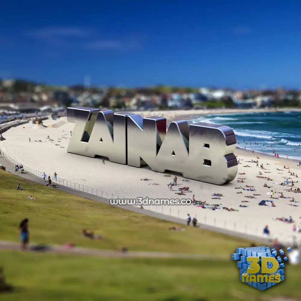 zainab in Bondi Beach style - 3D name wallpaper