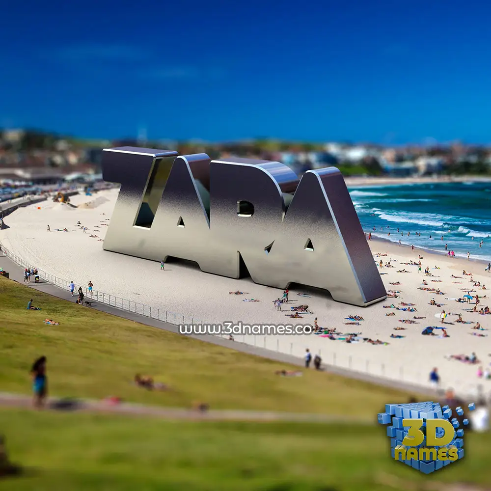 zara in Bondi Beach style - 3D name wallpaper