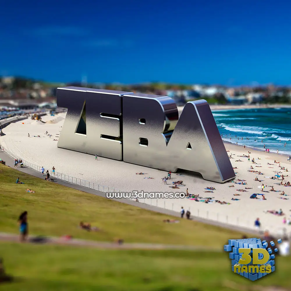 zeba in Bondi Beach style - 3D name wallpaper