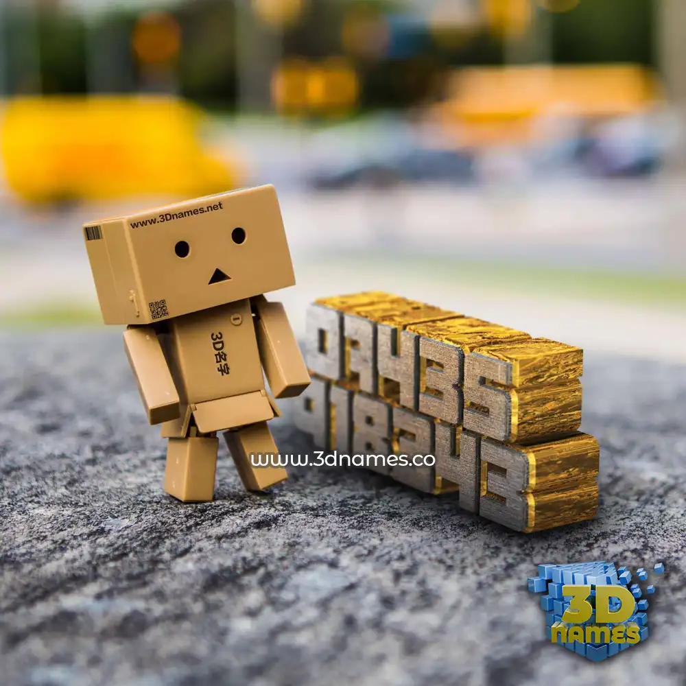 07435 918343 in Hello Danbo style - 3D name wallpaper