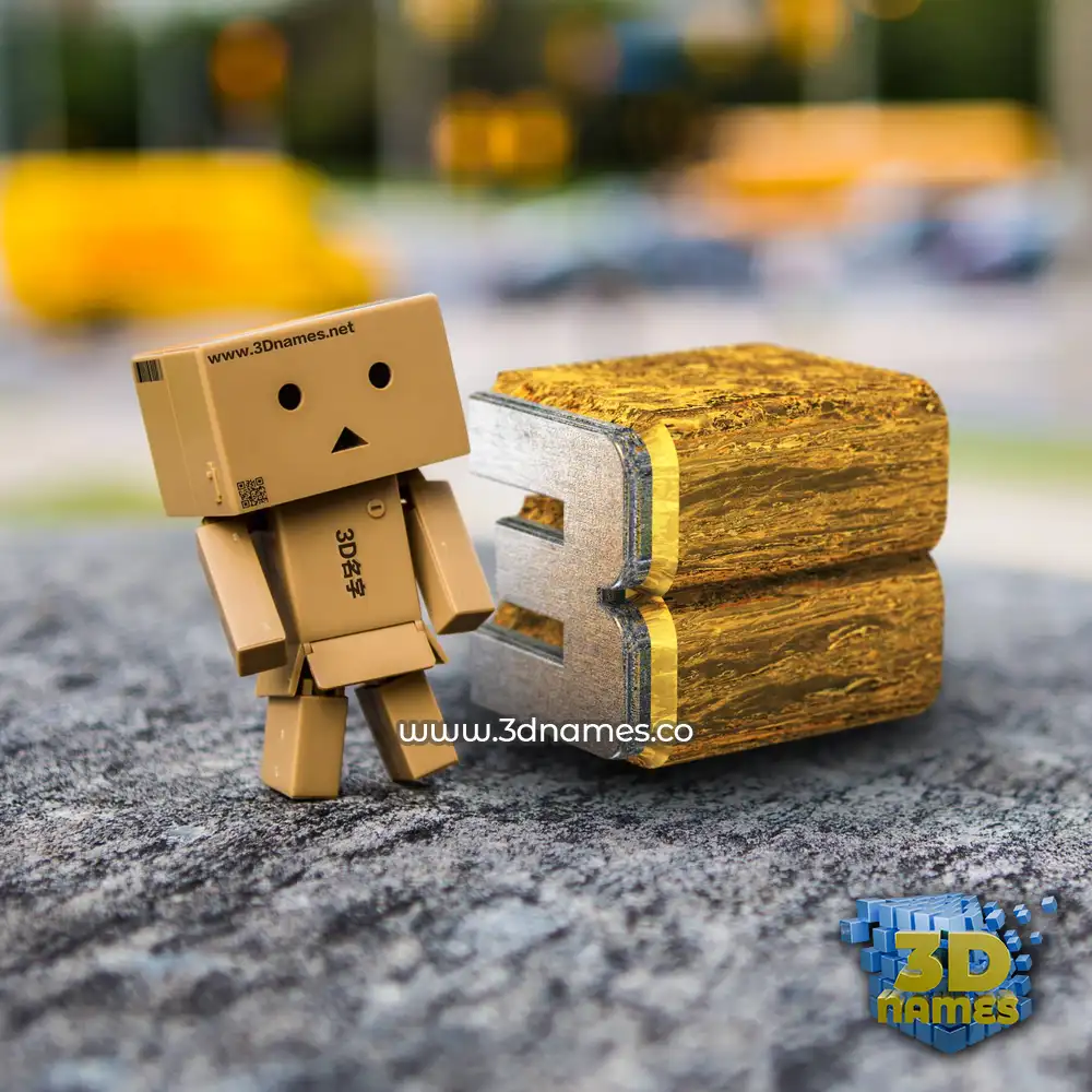 3 in Hello Danbo style - 3D name wallpaper