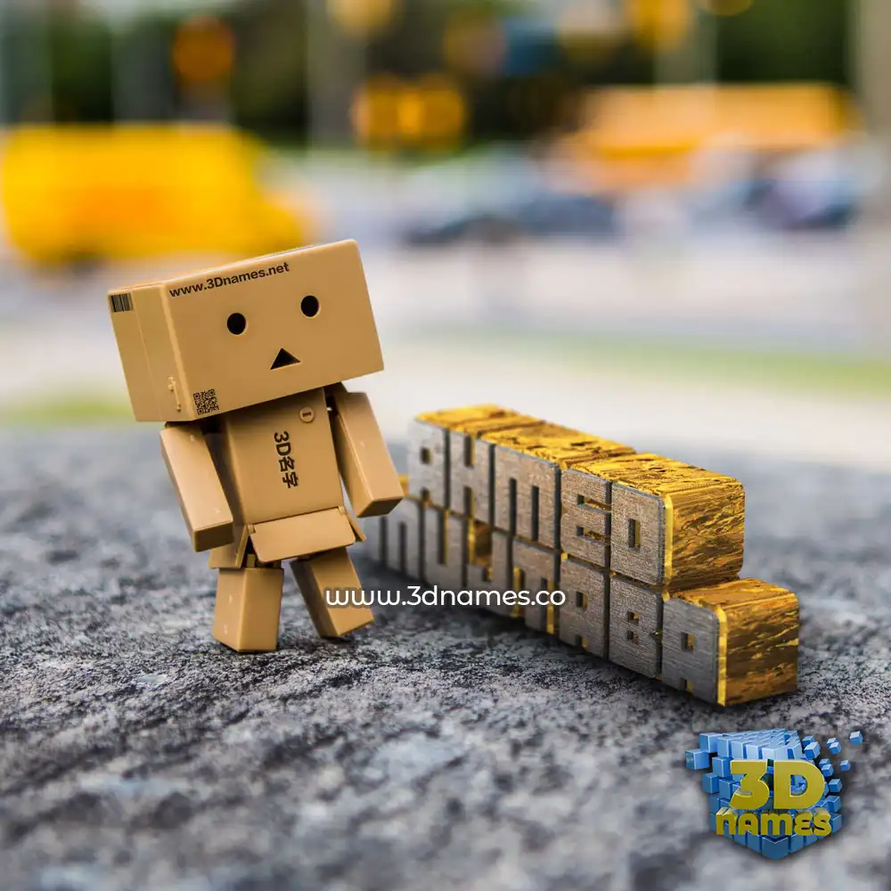 ahmed mujtaba in Hello Danbo style - 3D name wallpaper