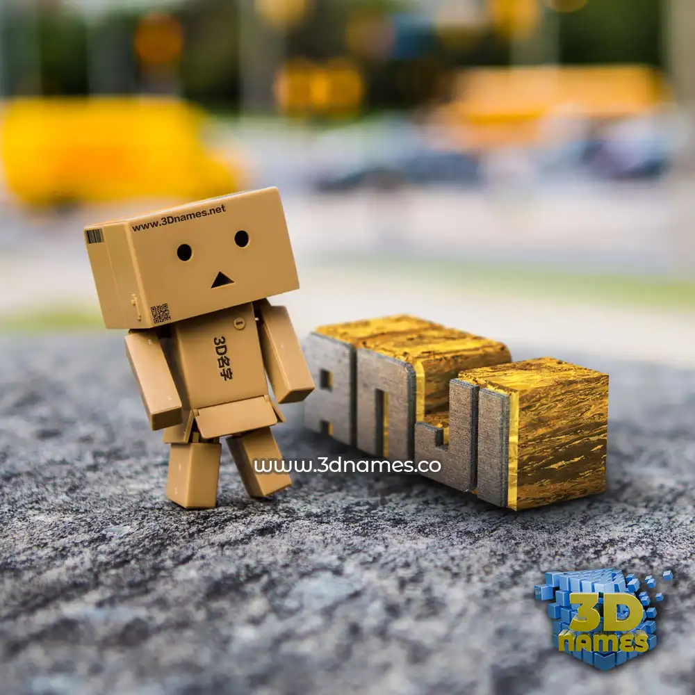anji in Hello Danbo style - 3D name wallpaper