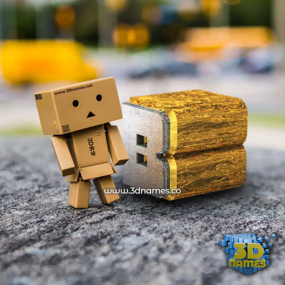 b in Hello Danbo style - 3D name wallpaper