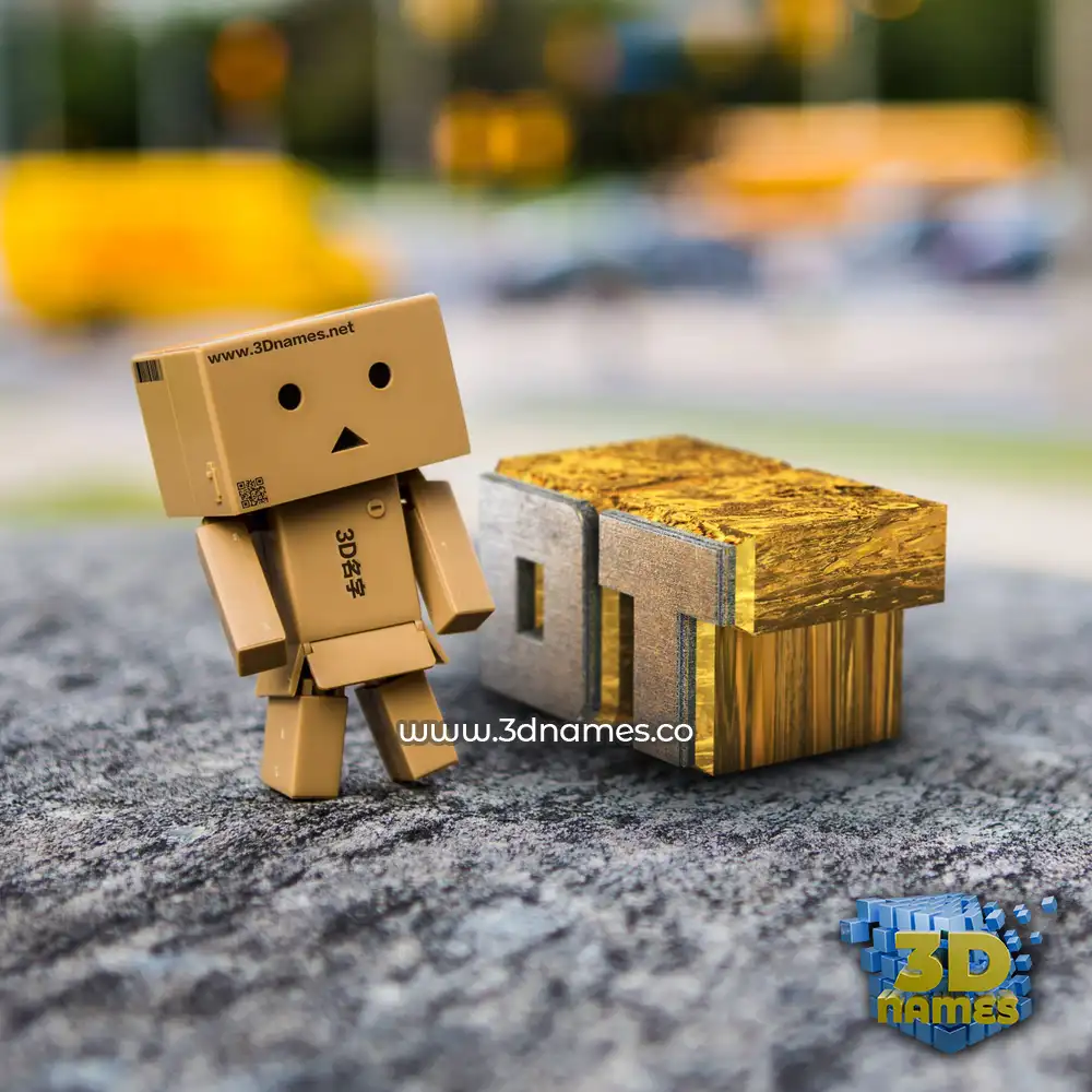 dt in Hello Danbo style - 3D name wallpaper