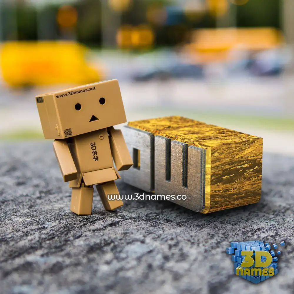 dw in Hello Danbo style - 3D name wallpaper