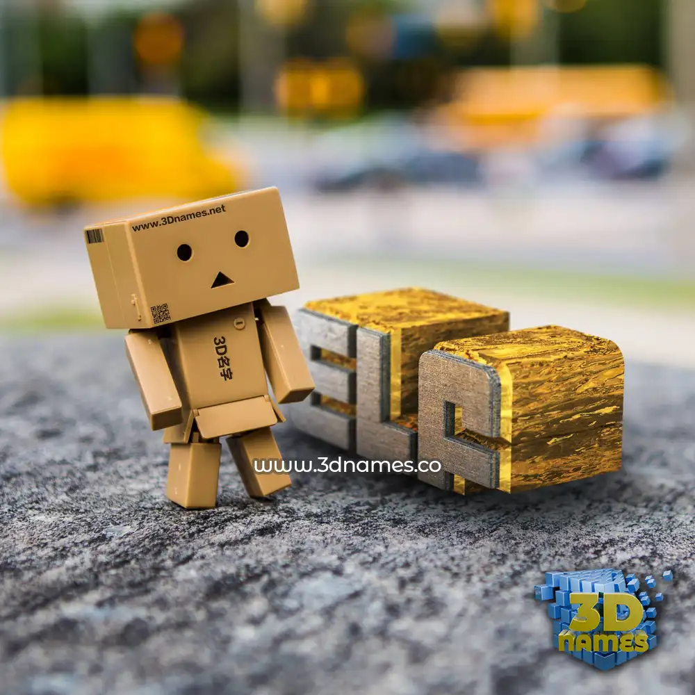 elf in Hello Danbo style - 3D name wallpaper