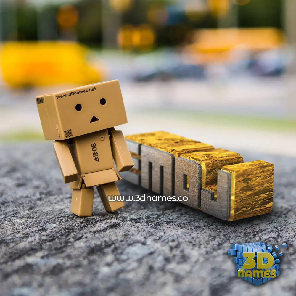 emoj in Hello Danbo style - 3D name wallpaper