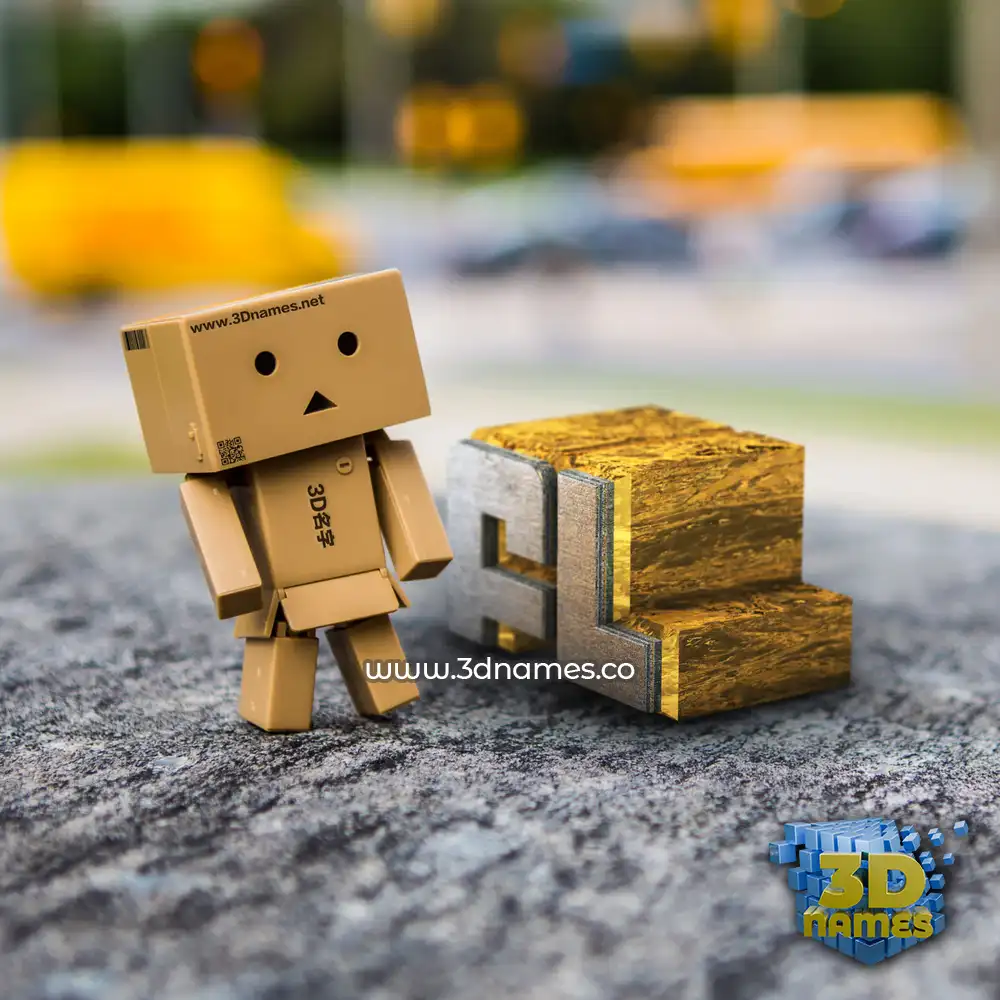 fl in Hello Danbo style - 3D name wallpaper