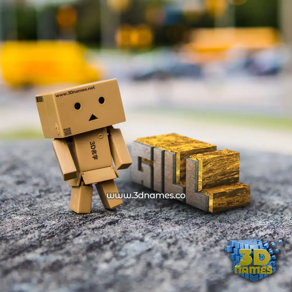 gill in Hello Danbo style - 3D name wallpaper