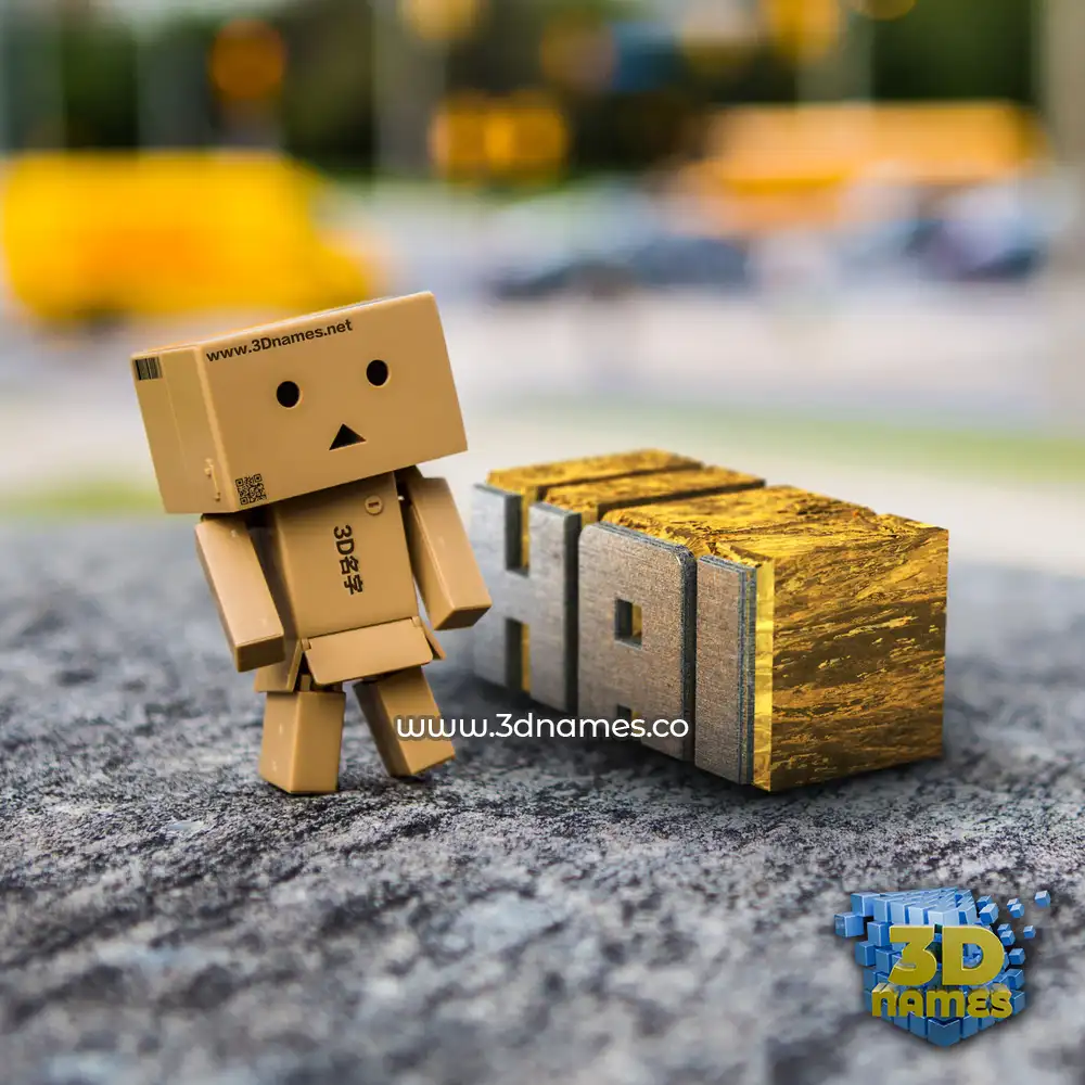 hai in Hello Danbo style - 3D name wallpaper