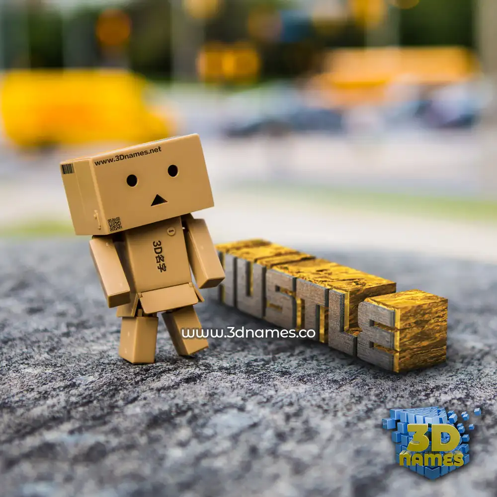 hustle in Hello Danbo style - 3D name wallpaper